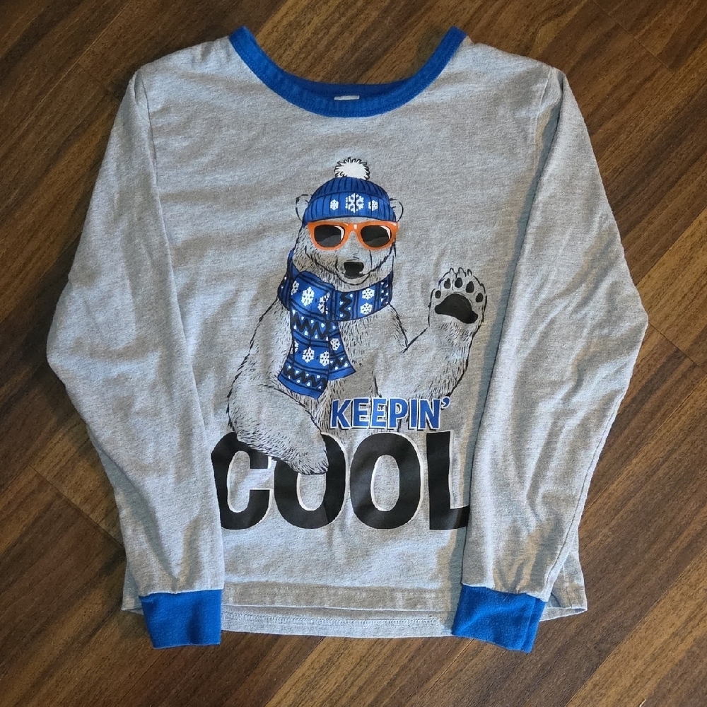 💥Buy2Get1Free💥Kids Gray and Blue Polar Bear Shirt